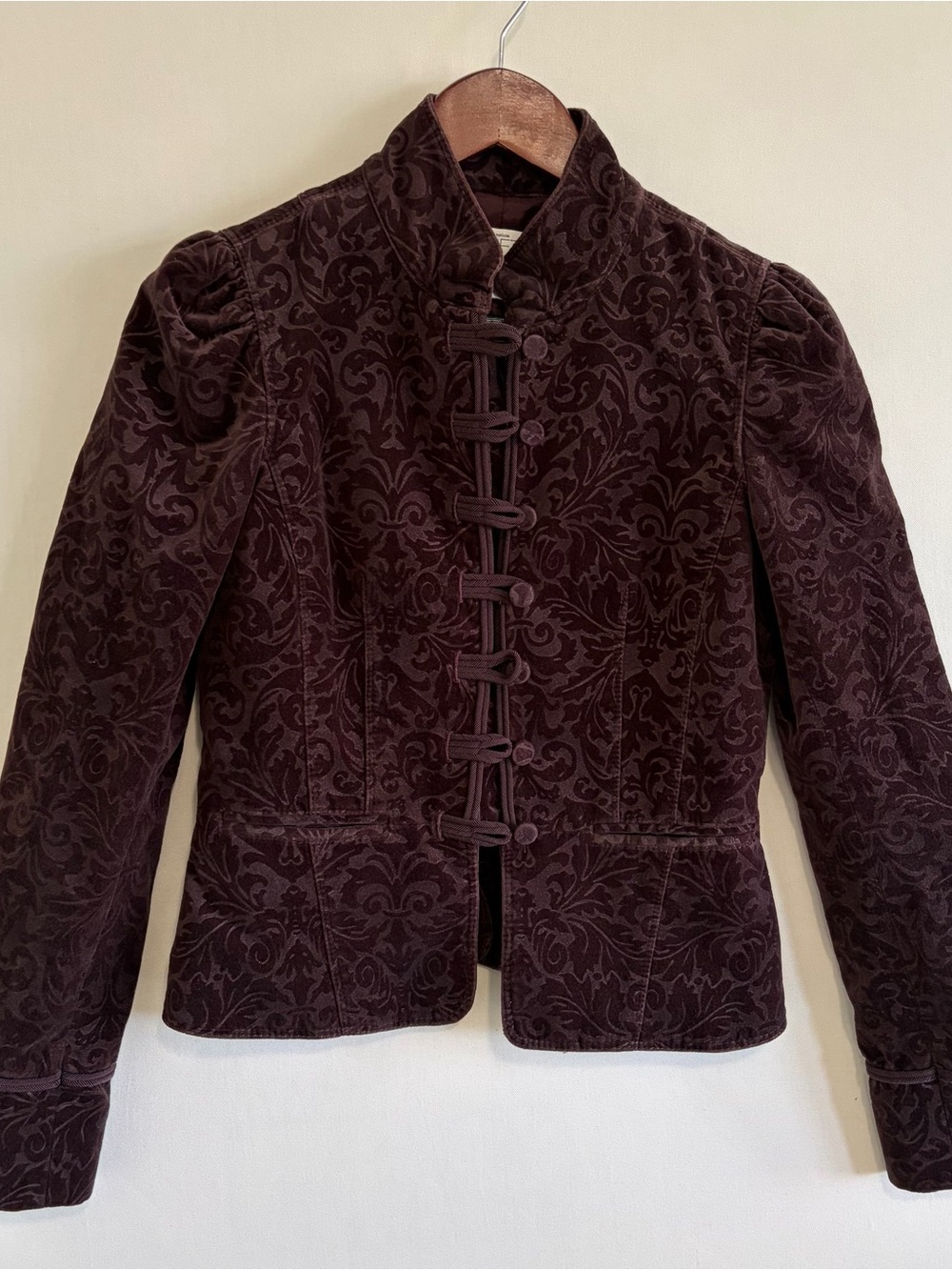 Ann Taylor Loft Embossed Velvet Plum Jacket Womens 0 Steampunk Whimsigoth